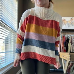 Mink pink striped sweater size Large EUC